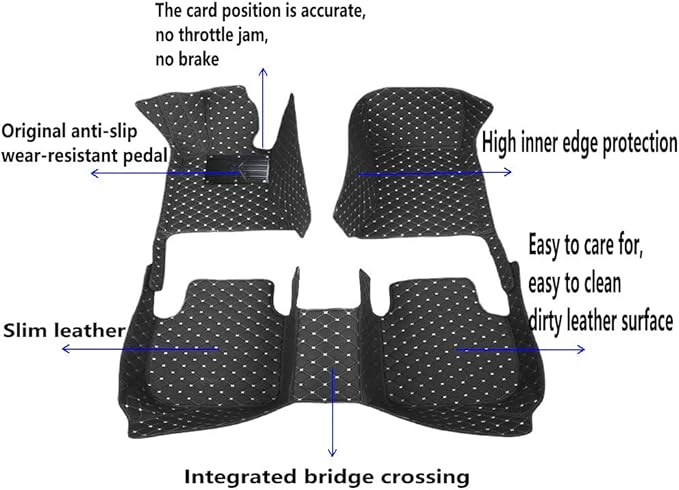 KaiLaiCarCustom Automotive Car Floor Mats for 99.99% Sedan SUV Sports Car Men Women Protection Full Coverage Pads Anti-Slip Leather Floor Lining (Black + Yellow bar, E- Diamond + Strip +Color Bars)