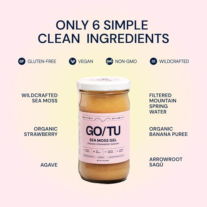GO/TU Sea Moss Gel – 8oz Strawberry Banana | Pure, Shelf-Stable Superfood | Nature’s Multivitamin