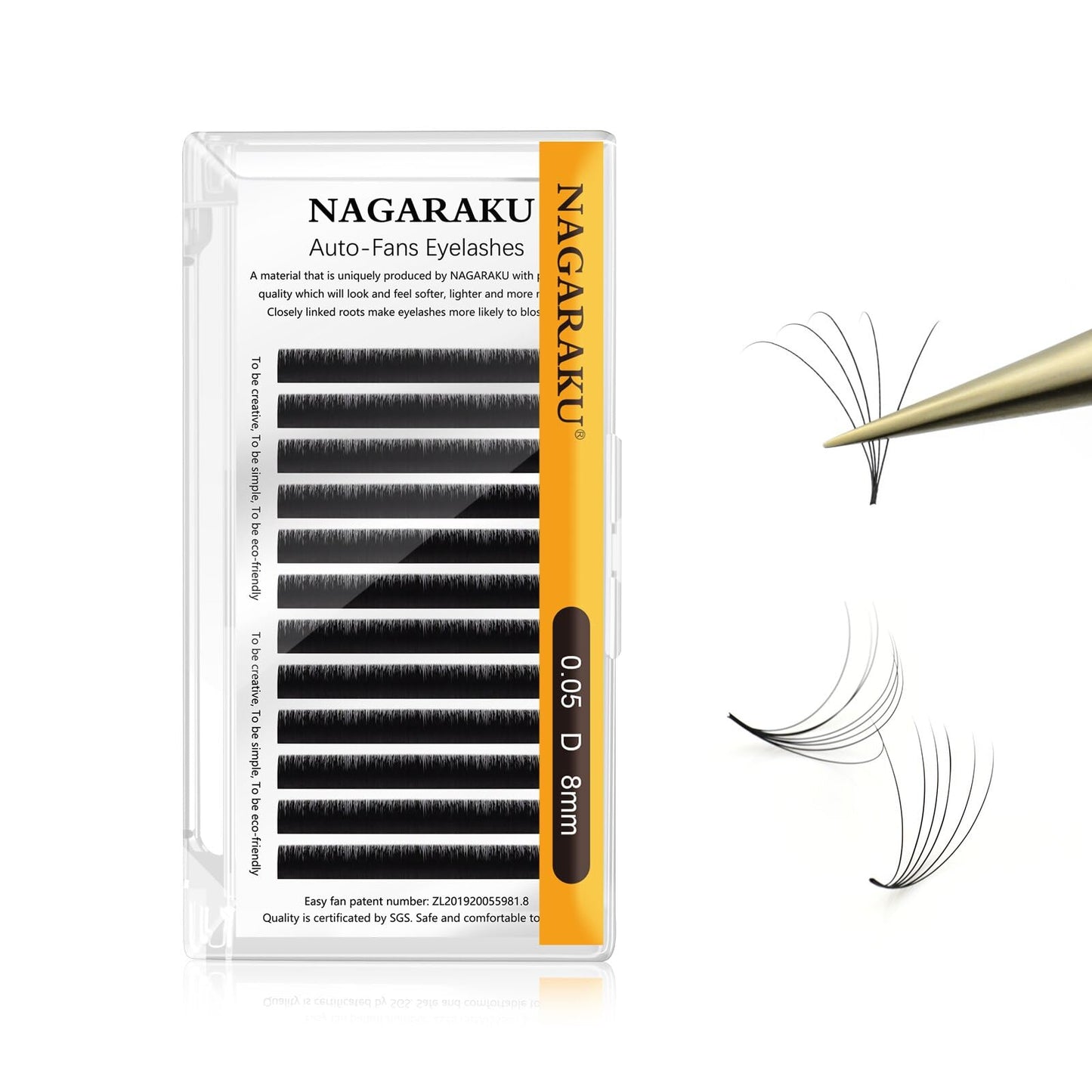 Nagaraku Easy Fan Eyelash Extensions Volume Lash 0.05 D Curl 8Mm Rapid Blooming Faux Mink Cluster For Beginners Soft Professiona