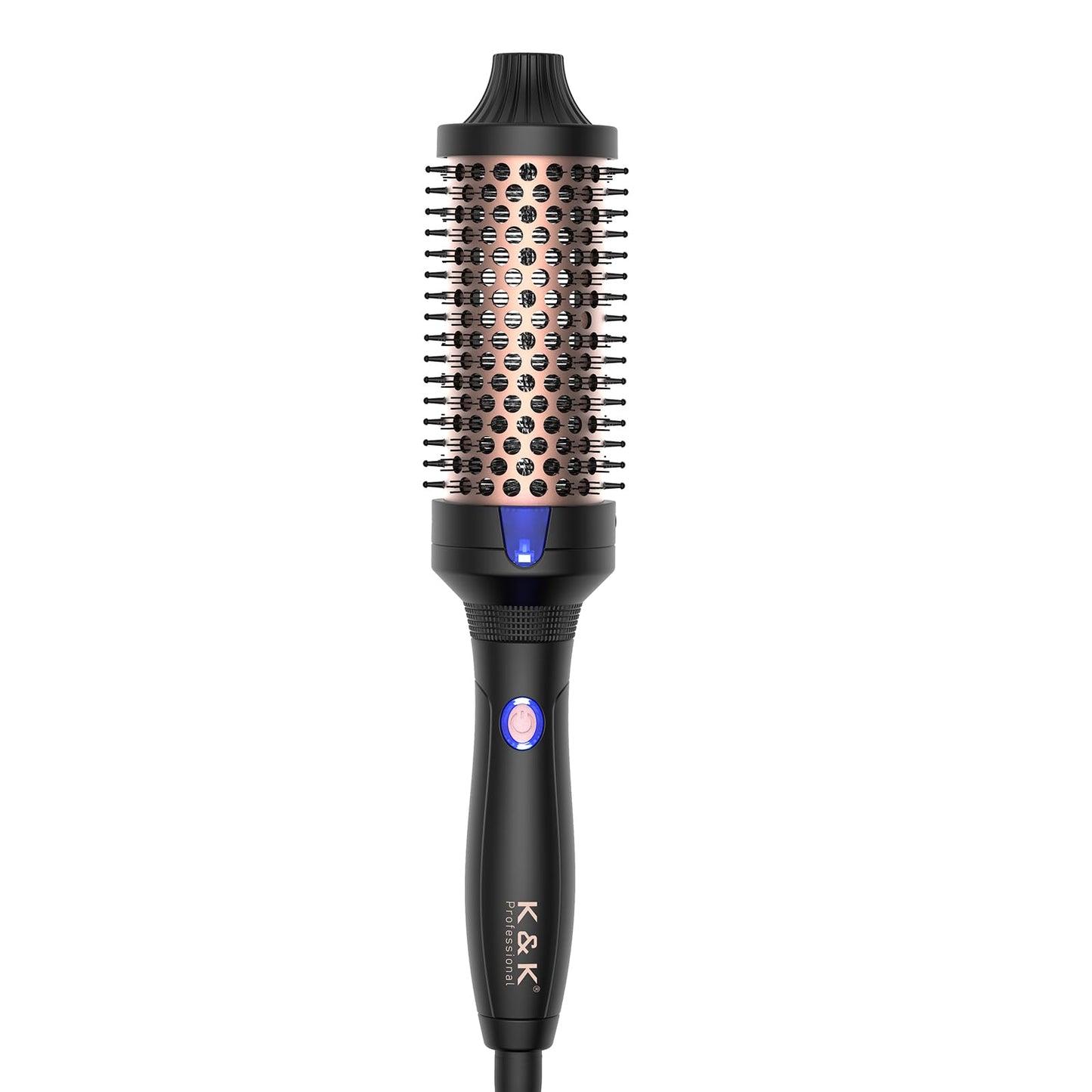 K&K 1.77 Inch Heated Curling Brush With Ceramic Tourmaline Ionic Technology For Volumizing And Loose Curls (Black)