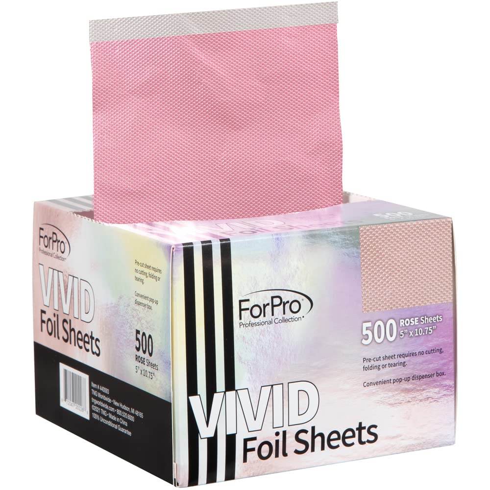 Forpro Vivid Rose Embossed Foil Sheets, Aluminum Foil, Pop-Up Foil Dispenser, Hair Foils For Color Application And Highlighting