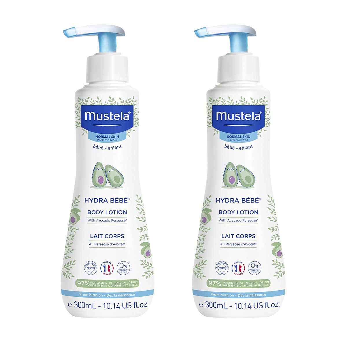 Mustela Hydra Bebe Body Lotion - Daily Moisturizing Baby Lotion With Natural Avocado, Jojoba & Sunflower Oil  10.14 Fl. Oz.  2-P