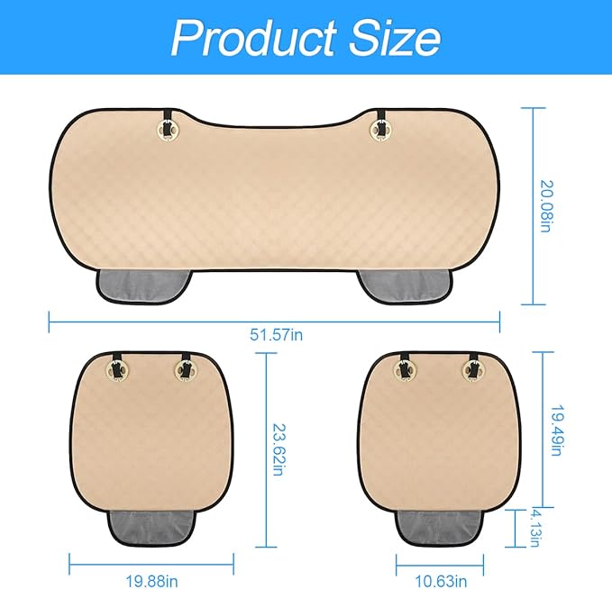 3PCS Set Car Seat Cushion for Front and Back Seat, 3D Soft Linen Breathable Auto Seat Cover, Comfort Non-Slip Rubber Bottom, Car Seat Protector Pad Universal for Office Chair, Home (Red/3PCS)