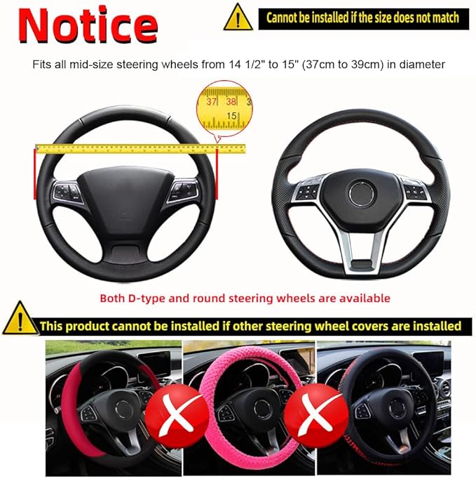 Hiflyer Steering Wheel Cover - Universal 14.5-15 Inch, Soft Microfiber, Women & Men, Brown
