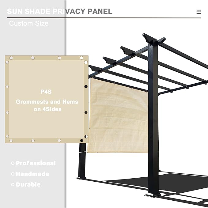 Sun Shade Privacy Panel with Grommets on 4 Sides for Patio, Awning, Window Cover, Pergola or Gazebo (Banha Beige, 10' x 8')
