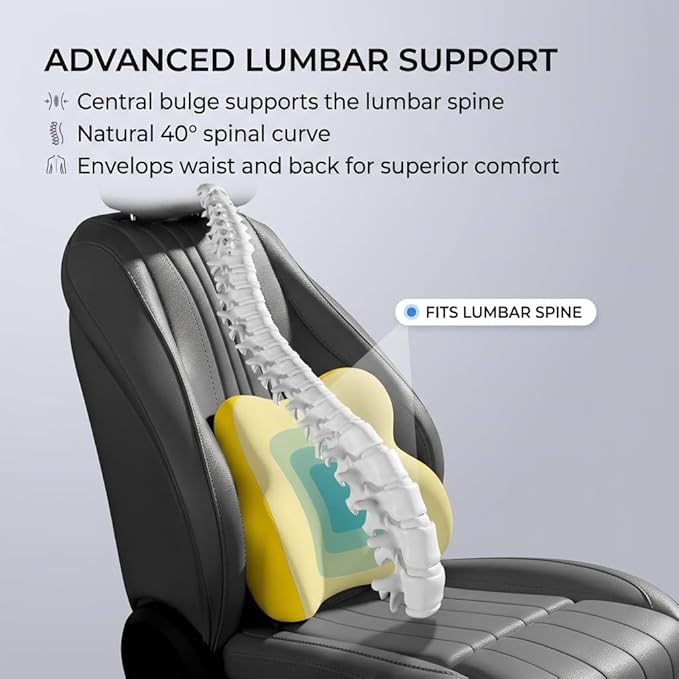Car Headrest Pillow & Lumbar for Audi A3/A4 B8/A4 B6/A3 8P/A5/A4 B7/A4/A6 C6/Q5/A6/A6 C7/A6 C5/Q7/A3 8V, Car Seat Neck Pillow Back Support, Breathable All-Season Automotive Seat Cushions, 2PCS