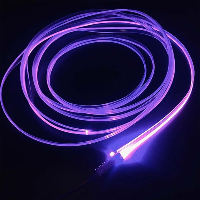 2mm 5meters Car Home LED Ambient Plastic Optic Fiber Light Source Kit Tool Free (110-220V Adapter,Purple)