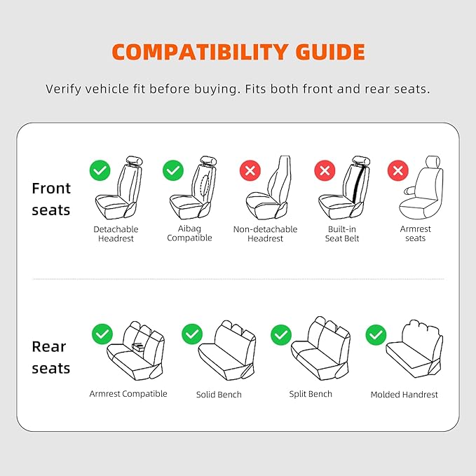 KEYOOG 5-Seater Waterproof and Breathable Nappa Leather Car Seat Covers Full Set, Fit for Front and Rear Seats of Cars, Compatible with Airbags, Car Seat Protector Covers for Most Cars - Black Red
