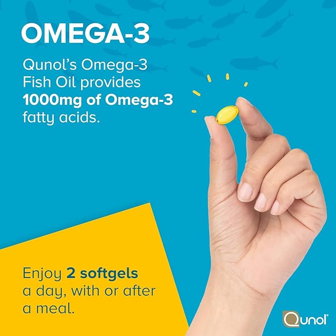 Qunol Turmeric Curcumin with Black Pepper & Ginger, 2400mg Turmeric Extract with 95% Curcuminoids, 105 Count + Fish Oil Omega 3 Mini Softgels, 1000mg Omega 3 EPA + DHA, 3 Month Supply, 180 Count