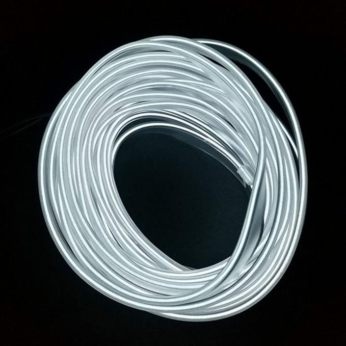 2m/6ft USB EL Wire Neon Light Electroluminescent Wire Glowing Strobing Light for Indoor Outdoor Car Interior Decoration(2m,USB,White)