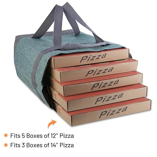 CIVJET Insulated Cooler Bag, 1PK Insulate Tote Bag for Grocery Shopping, Non-Waterproof Cooler Bags Insulated for Travel/Picnic, Pizza/Food Delivery Bag to Keep Food Cold/Hot (Cationic Cloth, Green)