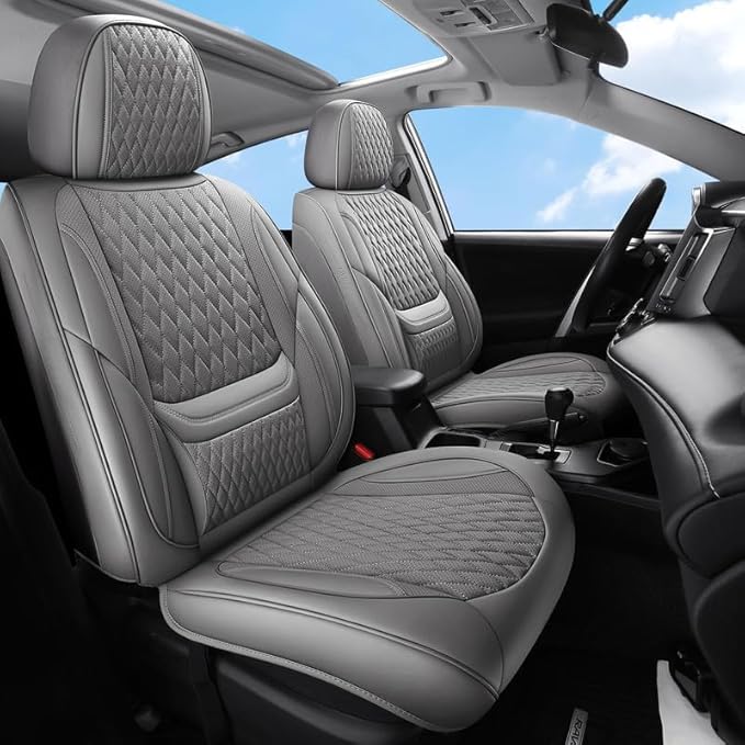 Car Seat Covers Full Set Custom Fit for Chevrolet/Chevy Sonic 2011-2020 - Premium Faux Leather with Lumbar Support | Breathable, Waterproof, Anti-Slip, Durable (Gray,Full Set)