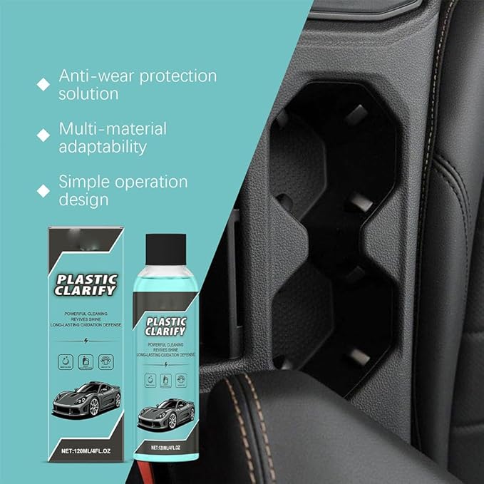 Plastic Clarify For Cars, 120ML Waterless Plastic & Trim Restorer Spray, Scratch Remover and Black Trim Restorer for Interior & Exterior Plastic, Rubber, and Vinyl Surfaces (3pcs)