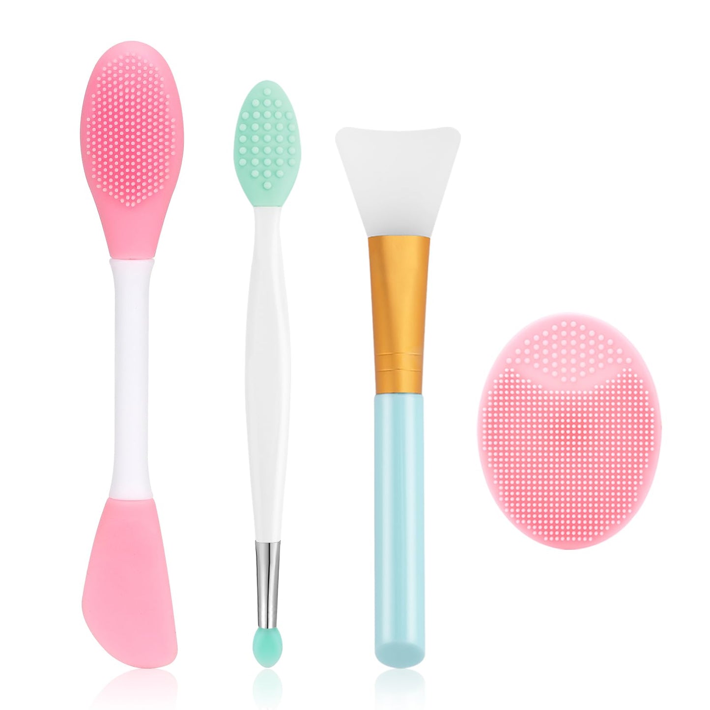Silicone Face Scrubber, 1Pcs Exfoliating Lip Brush, 1Pcs Cleansing Brush,2Pcs Face Mask Brush Exfoliator Blackhead Skin Care Too