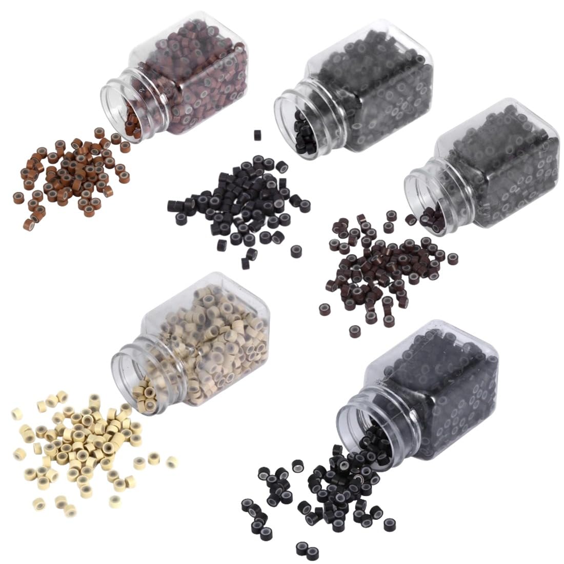 Silicone Micro Link Rings, 1 Bottle/Set 500Pcs 5Mm Lined Beads 5 Colors Optional Silicone Lined Links Beads Linkies For Hair Ext
