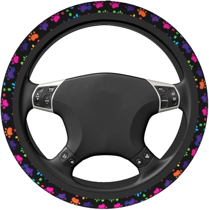 Dog Paws Cute Steering Wheel Cover Non-Slip Breathable Sweat-Absorbent Suitable for SUV Van Truck Car Universal Protection Accessories 15 Inch Suitable for Women Men