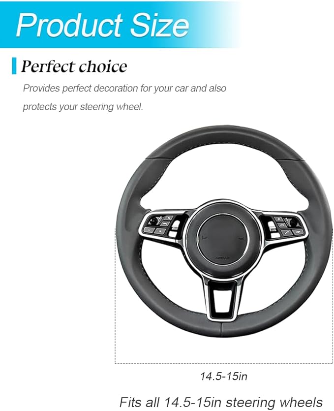 Bling Car Steering Wheel Cover, 15 Inch Crystal Rhinestones Elastic Stretch Breathable Vehicle Steering Wheel Protector for Women Girls, Universal Auto Interior Accessories (Black Coffee)