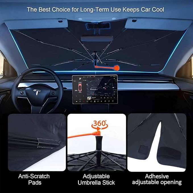 CHILL·TEK Funny Animal Car Windshield Sun Shade Umbrella, Christmas Duck Car Sun Shade Umbrella, Block UV Rays Heat Foldable Windshield Umbrella Sun Visor Protector - Keep Vehicle Cool for Cars SUV