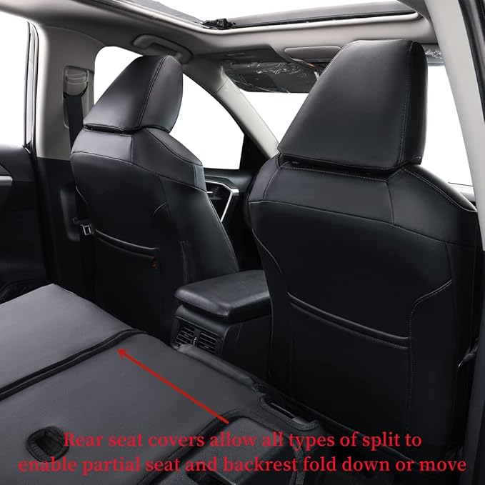 coverdream Custom Seat Covers Compatible with Select Toyota RAV4 Hybrid 2016 2017 2018 Models - Leatherette (Black,Full Set)