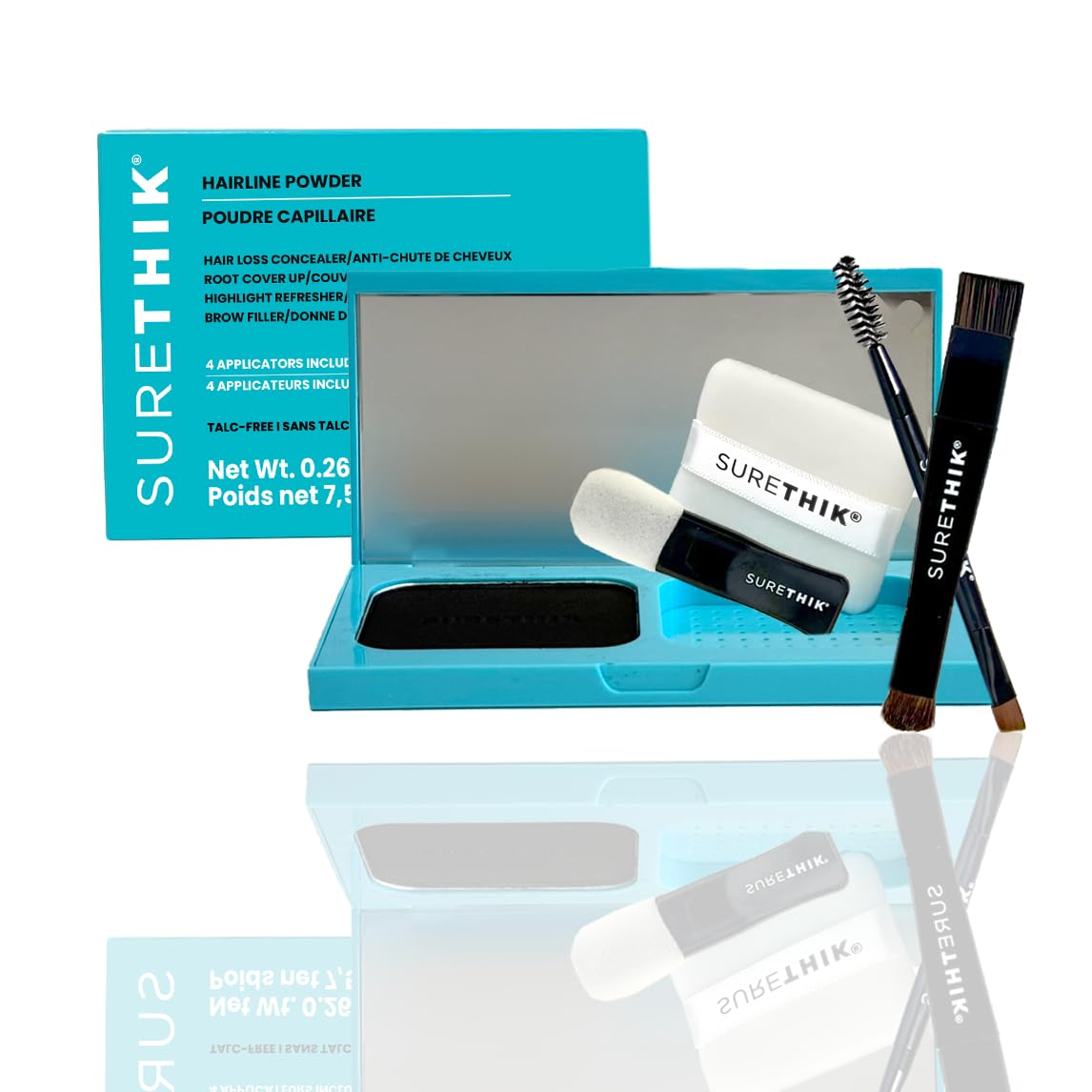 Surethik 4-In-1 Premium Hairline Powder Kit - Conceal Thinning Hair, Root Touch-Up, Highlight Refresher & Eyebrow Enhancer For M