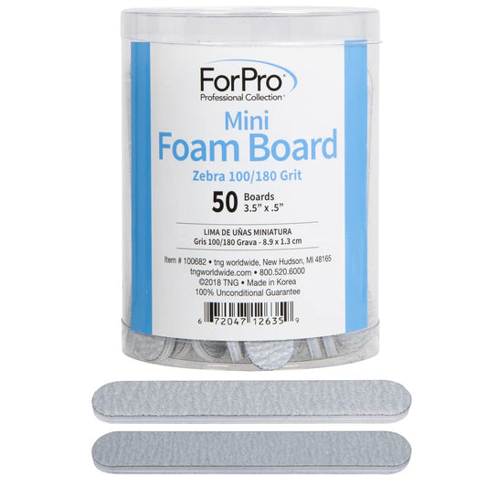 Forpro Mini Foam Board, Zebra, 100/180 Grit, Double-Sided Manicure Nail File, 3.5    L X .5    W, 50-Count