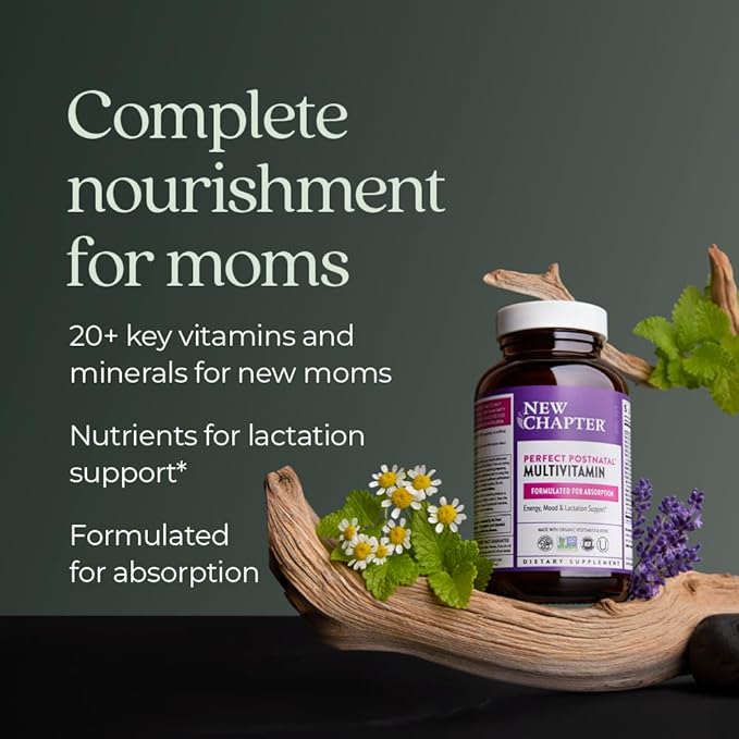 New Chapter, Postnatal Vitamins Lactation Supplement, Complete Multivitamin with Fermented Vitamin D3 + B Vitamins, Made with Organic Vegetables & Herbs, Non-GMO Ingredients, 192 Count