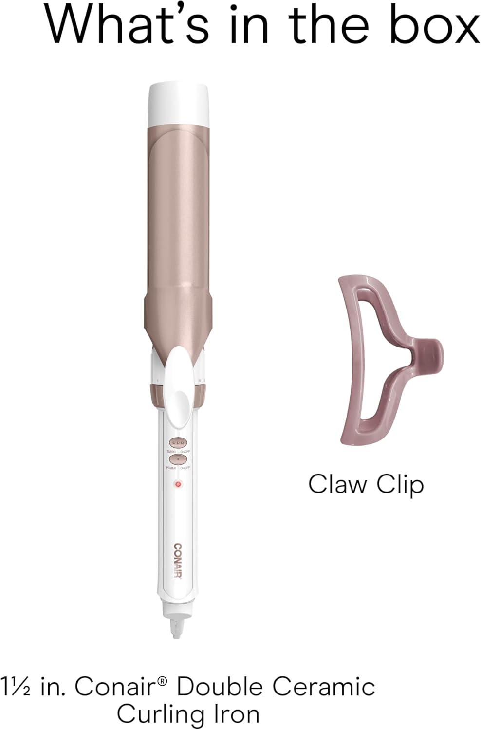 Conair Double Ceramic 1-Inch Curling Iron | Classic Curls | White/Rose Gold