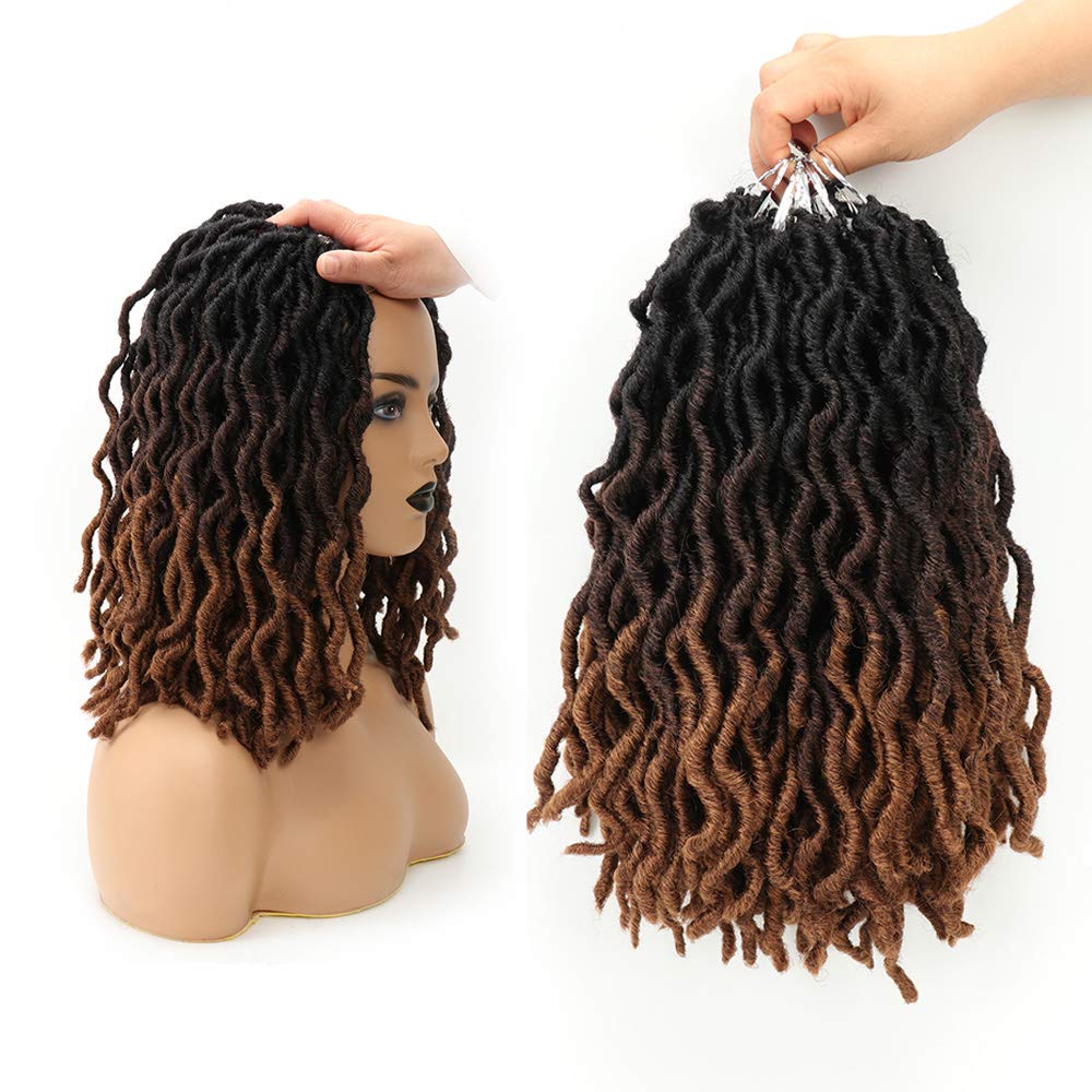Eliza Wavy Gypsy Locs Ombre Crochet Hair 14'' 8Packs/Lot Goddess Locs 100% Kanekalon Fiber Faux Locs African Roots Dreadlocs Syn