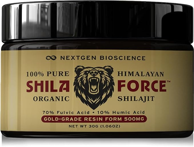 ShilaForce™ Shilajit Pure Gold-Grade Wild-Harvested Himalayan Organic Live Resin - 500mg 70% Fulvic Acid & 10% Humic Acid with 85+ Trace Minerals, 30g Made in USA
