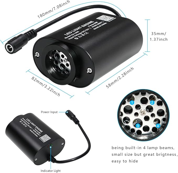 AZIMOM Mini 6W 300pcs Twinkle Fiber Optic Starlight Headliner Kit for Car Home 0.03in 9.8ft End Glow Fiber Strands Sound-Activated APP& Remote Control Starlight Engine