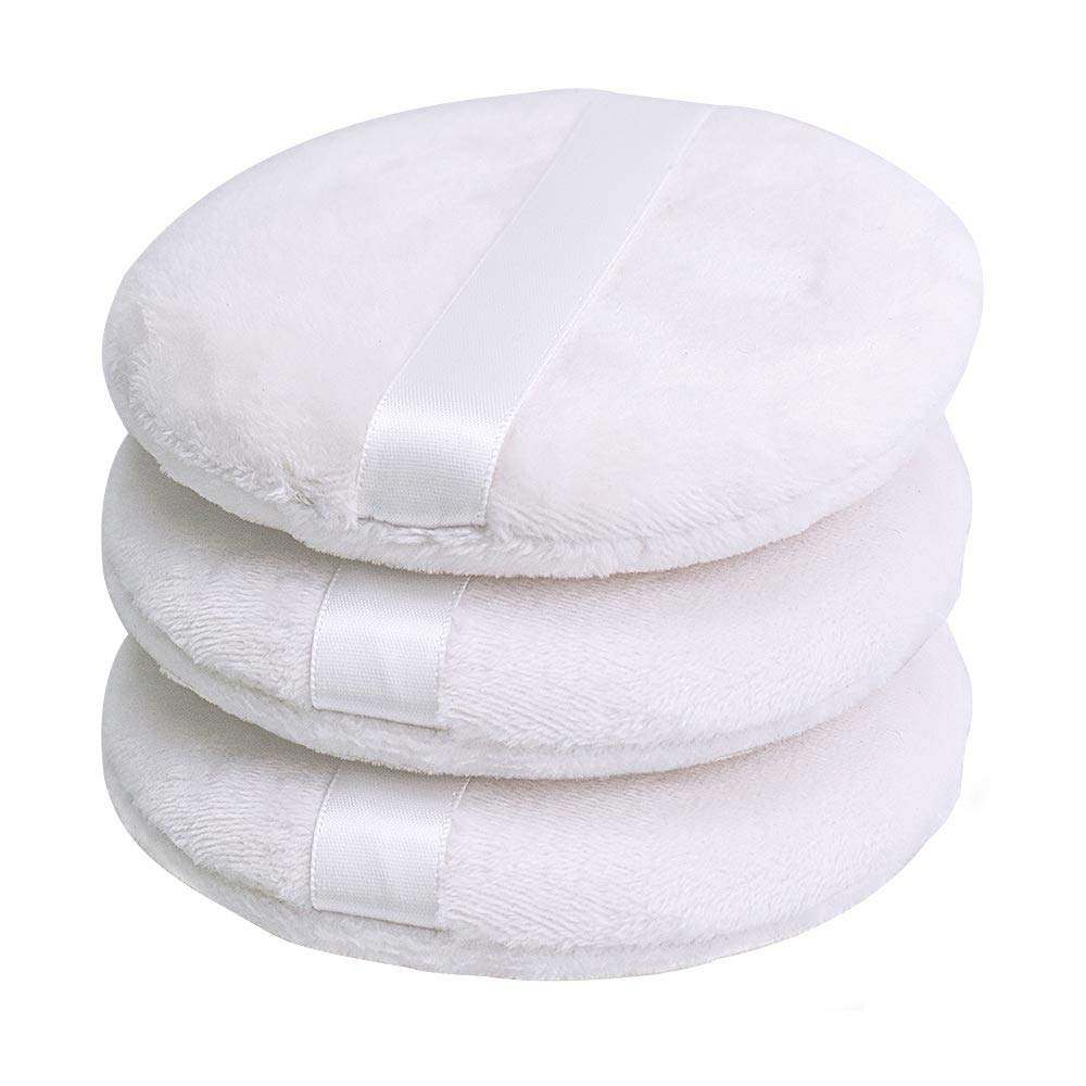 Topwon 4 Inch Powder Puff, Washable Large Body Powder Puff for Face Cleaning,Makeup & Powder Foundation Blending - Soft & Furry