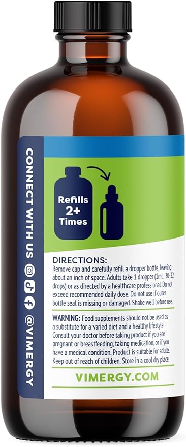 Vimergy Organic Lemon Balm Tincture Herbal Supplement – 175 mg of 10:1 Lemon Balm Extract per Serving, can be Used in Tea - USDA Certified Organic, Non-GMO, Alcohol-Free – 240 mL (1 mL/Serving)
