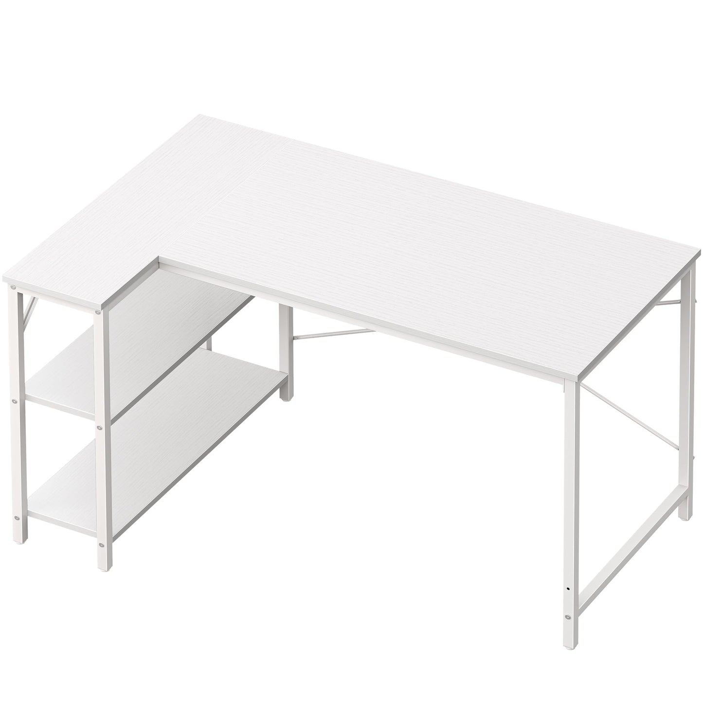 Huuger L-Shaped Desk - 47" Reversible Storage Corner Gaming Desk, Metal Frame, White