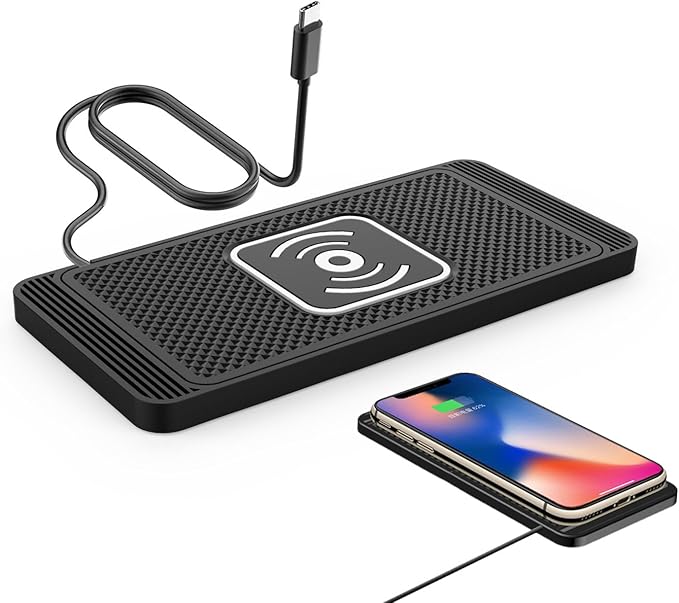 Car Wireless Charger Pad for Toyota Tundra SR5, Fast 15W Slim Qi Wireless Charging Pad with USB/Type-C Cable Non-Slip Charging Mat for Car,15W-Type-c
