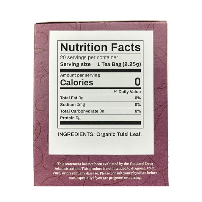 Organic Positively Botanicals Company, Tulsi Leaf Herbal Tea Bags, 20 Count