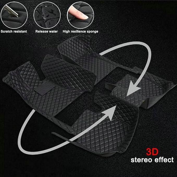 TREGOO All Weather Car Mats Custom Fit Non Slip Floor Mats for 1998-2025 Cars Personalized Leather Protection Pads Suitable for Men Women (Edge Brown with Black Horizontal Stripe)