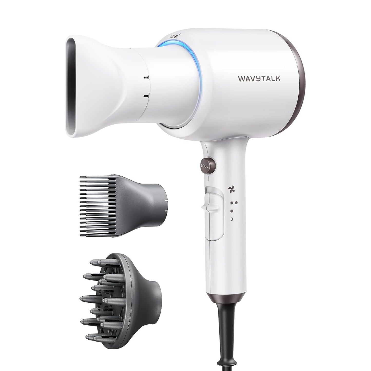 Ionic Hair Dryer for Curly Hair | 1875W Fast Drying | Diffuser & Attachments | Rose Gold
