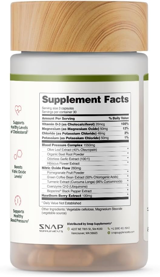 Snap Supplements Heart Health Supplements and Blood Circulation Supplements, 270 Capsules