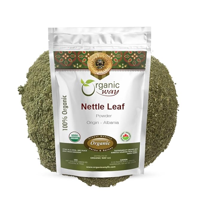 Organic Way Nettle Leaf Powder (Urtica dioica) - Herbal Tea | European Wild-Harvest | Kosher & USDA Certified | Vegan, Non-GMO & Gluten Free | Resealable Bag | 100% Raw from Albania (1/4LBS / 4Oz)