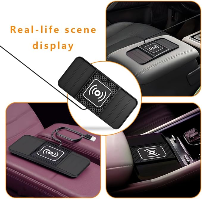 Wireless Charging Pad for Car for Ford F-150 Lightning 2022-2025, DIY Trim-to-Fit Slim Non Slip Fast Charger Car Wireless Charging Pad 30CM Cable,B 30cm USB Plug Cable