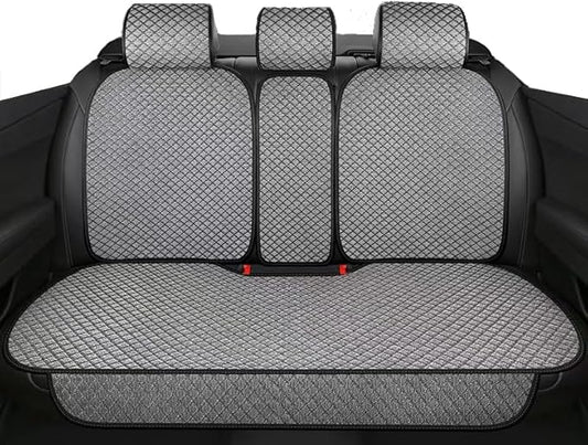 Breathable Back Seat Cover-Universal Rear Seat Mat for All Seasons,Car Rear Seat Protector with Polyester Silk Material, Non-Slip Bottom. Fits 95% of Sedans, SUVs, Vans.(Gray)
