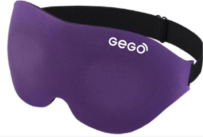GEGO Premium Travel Kit, Sleep Mask 3D Contoured Eye with Soft Memory Foam, Luggage Tag Waterproof Resistant and Strap with Lock for Luggage TSA Approved (Sleep Mask Purple/Luggage Tag Black)