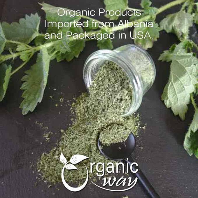 Organic Way Nettle Leaf Powder (Urtica dioica) - Herbal Tea | European Wild-Harvest | Kosher & USDA Certified | Vegan, Non-GMO & Gluten Free | Resealable Bag | 100% Raw from Albania (1/4LBS / 4Oz)