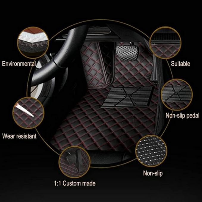 Custom Making Car Floor Mats for 98% Sedan SUV Car Protection Full Coverage Mats Anti-Slip Leather Floor Liners All Weather Car Floor Mats (White+Sky Blue)