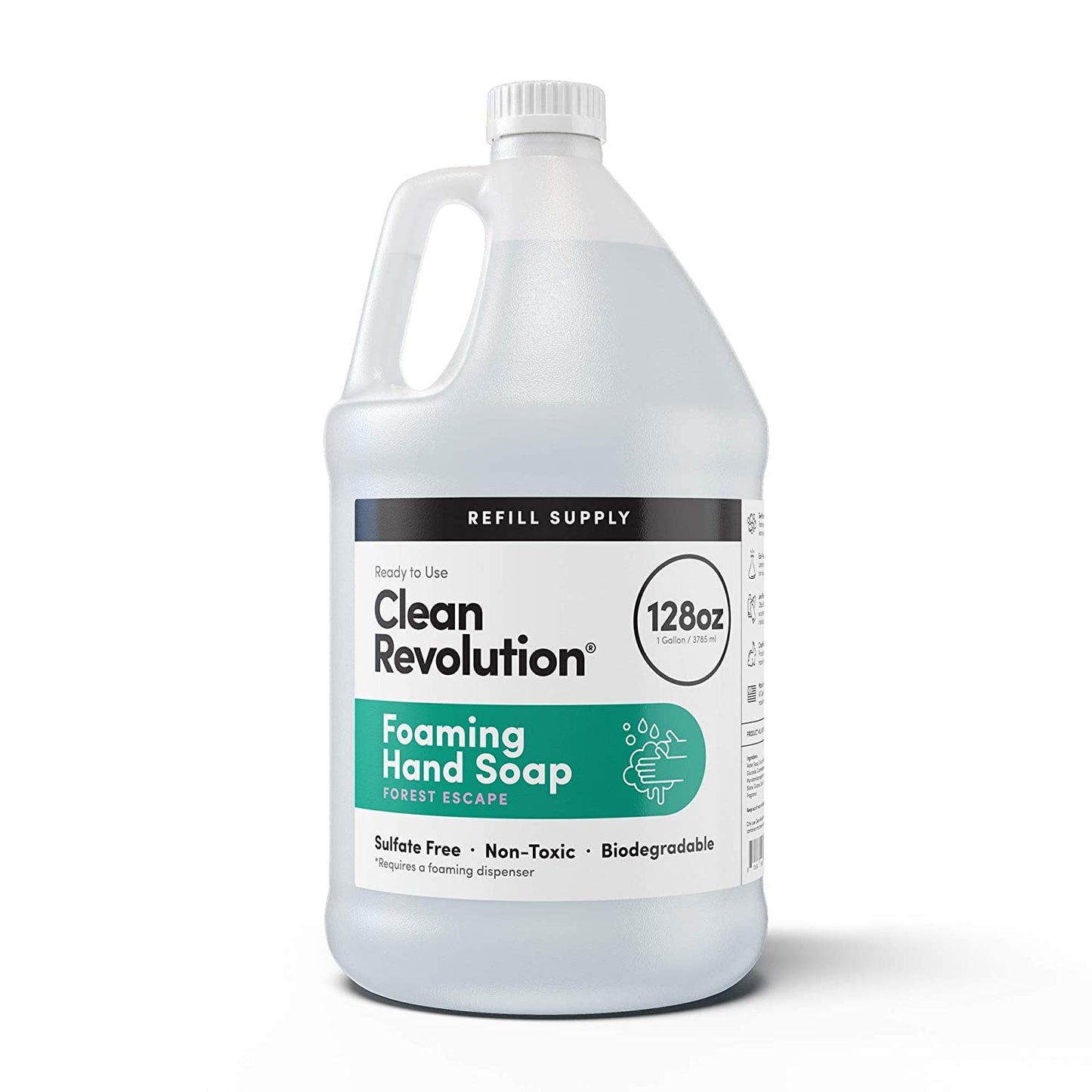 Clean Revolution Foaming Hand Soap Refill Supply Container, Ready To Use Formula, Forest Escape Fragrance, Gluten Free, 128 Fl.