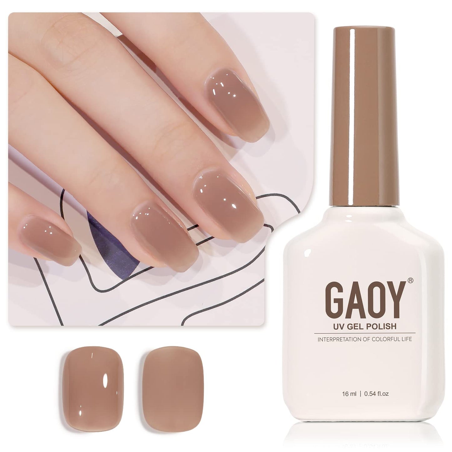 Gaoy Jelly Brown Gel Nail Polish, 16Ml Sheer Natural Translucent Color 1004 Uv Light Cure Gel Polish For Nail Art Diy Manicure A