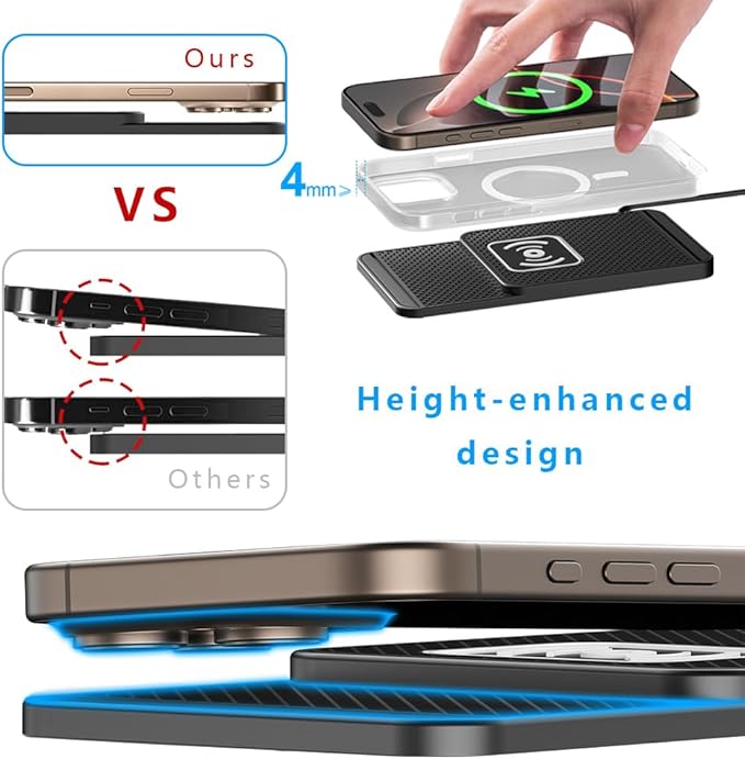 Wireless Charging Pad for Car for Chevrolet Trax 2015-2022 2024-2026, Non-Slip Type C/USB 20W Fast Phone Charging Pad DIY Trim-to-Fit No Interior Damage,B&Type-C