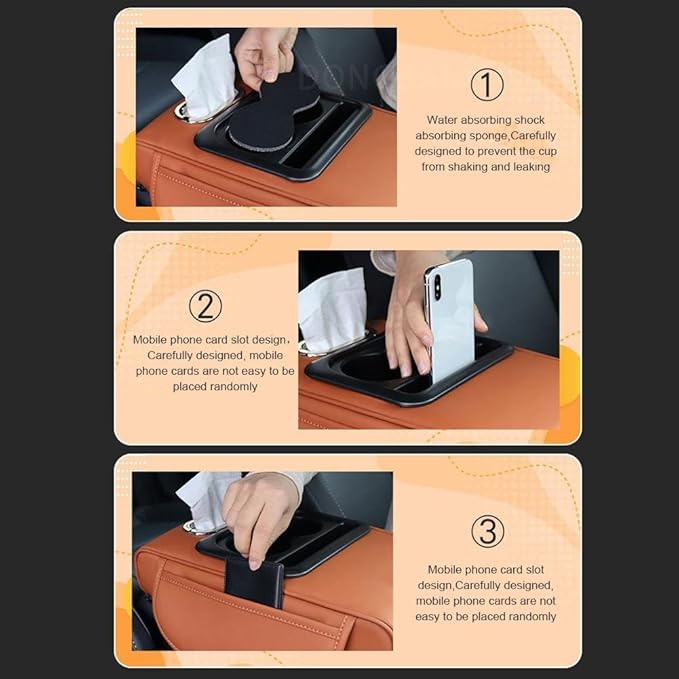Car Armrest Cushion,5-in-1 Center Console Cover with 2 Storage Bags Cup Holder, Tissue Box Slot, Phone Slot for Car Sedans,Car Interior Accessories for Most Vehicle, SUV, Truck,Cars (Black)