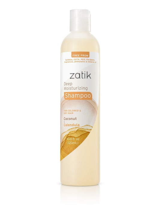 Zatik Naturals Deep Moisturizing Shampoo - Vegan Bio-Degradable Ph Balanced, For Colored And Dry Hair, Free From Sulfates, Phtha
