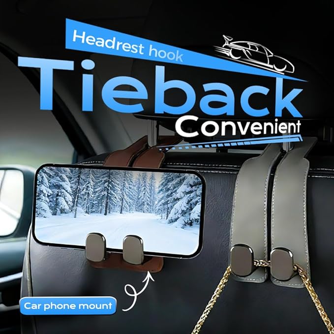 2026 Car Headrest Storage Hooks - Universal Backseat Hanger Organizer for Handbags & Grocery Bags (4, Black)